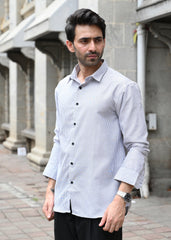 Grey Pinstripe Long Sleeve Shirt