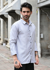 Grey Pinstripe Long Sleeve Shirt