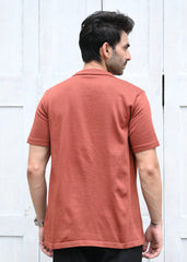 Rust Textured Button-Up Shirt