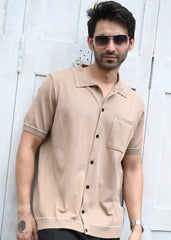 Sandal Contrast Stitch Button-Up Shirt