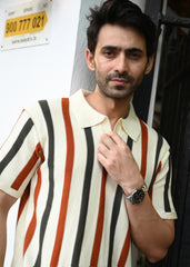 Men’s Striped Knitted Polo T-Shirt