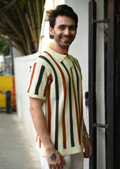 Men’s Striped Knitted Polo T-Shirt