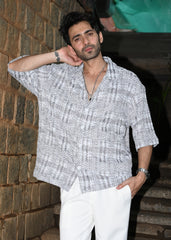 Textured Grey & White Casual Shirt