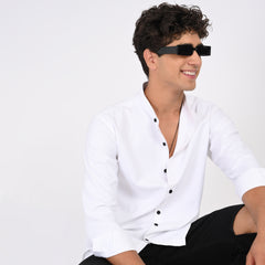 Mandarin Collar Plain Shirt - Snipes