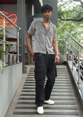 Velvet Half Sleeve Shirt - Grey