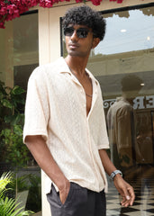Textured Open-Weave Shirt - Beige