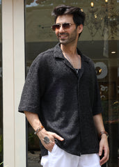 Textured Open-Weave Shirt - Black