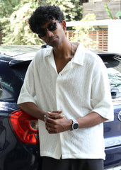 Textured Open-Weave Shirt - White