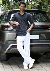 Self-Design Full-Sleeve Shirt - Navy