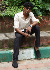 Men’s Classic Striped Casual Shirt - Cream