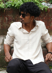 Men’s Classic Striped Casual Shirt - Cream