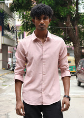 Men’s Classic Striped Casual Shirt - Pink