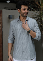 Self-Design Full-Sleeve Shirt - Grey