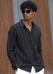 Men’s Classic Striped Casual Shirt - Black