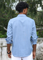 Men’s Classic Striped Casual Shirt - Blue