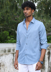 Men’s Classic Striped Casual Shirt - Blue