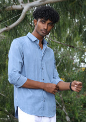 Men’s Classic Striped Casual Shirt - Blue