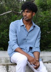 Men’s Classic Striped Casual Shirt - Blue