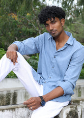 Men’s Classic Striped Casual Shirt - Blue