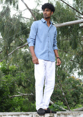 Men’s Classic Striped Casual Shirt - Blue