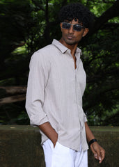 Men’s Classic Striped Casual Shirt - Grey