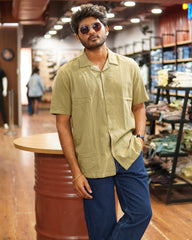 Cuban Collar Shirt - Olive