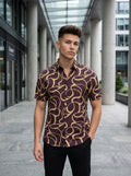 Digital Prints Half Sleeve Shirts - Brown