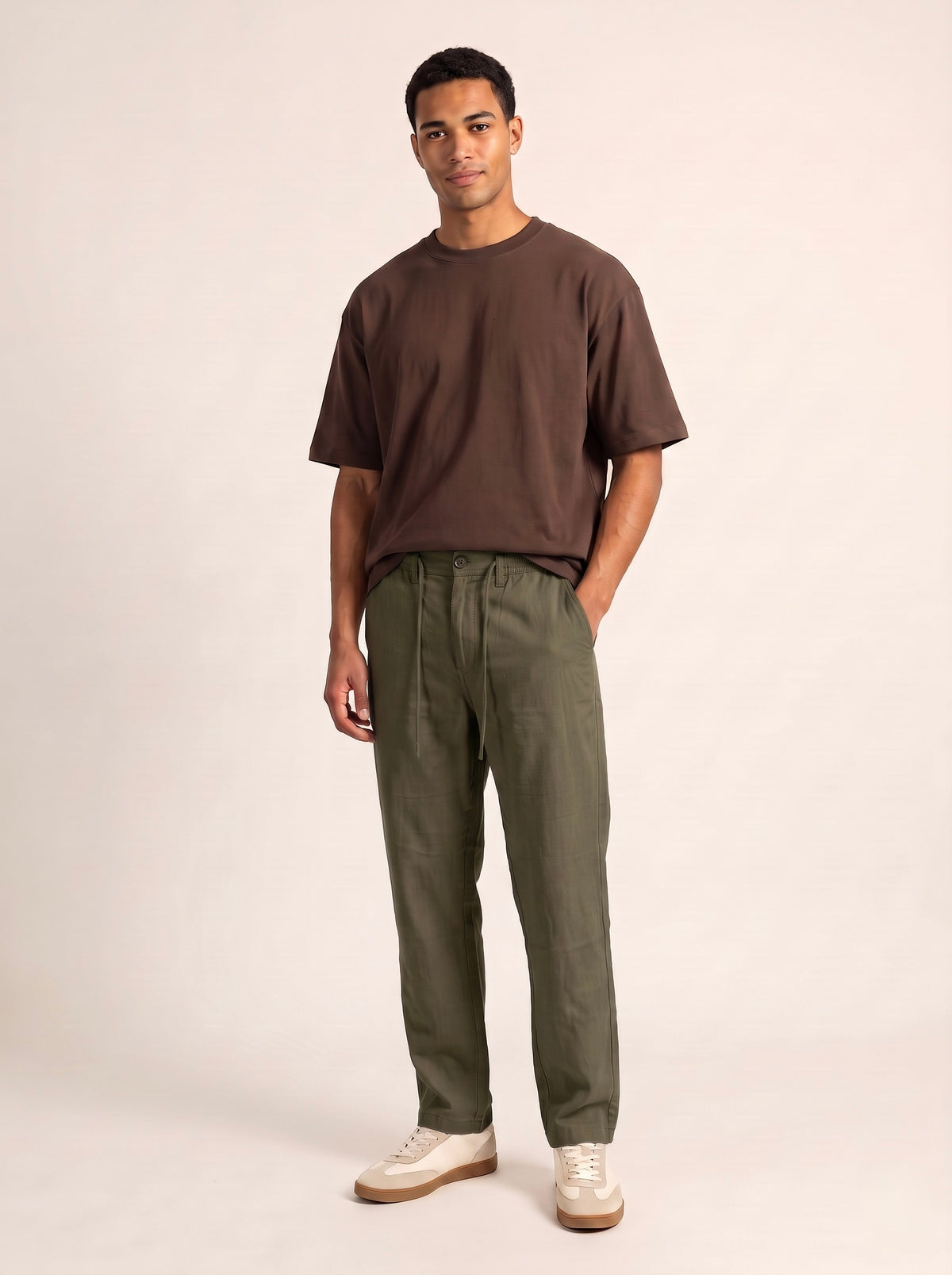 Men’s Pure Linen Loose Fit Drawstring Trousers
