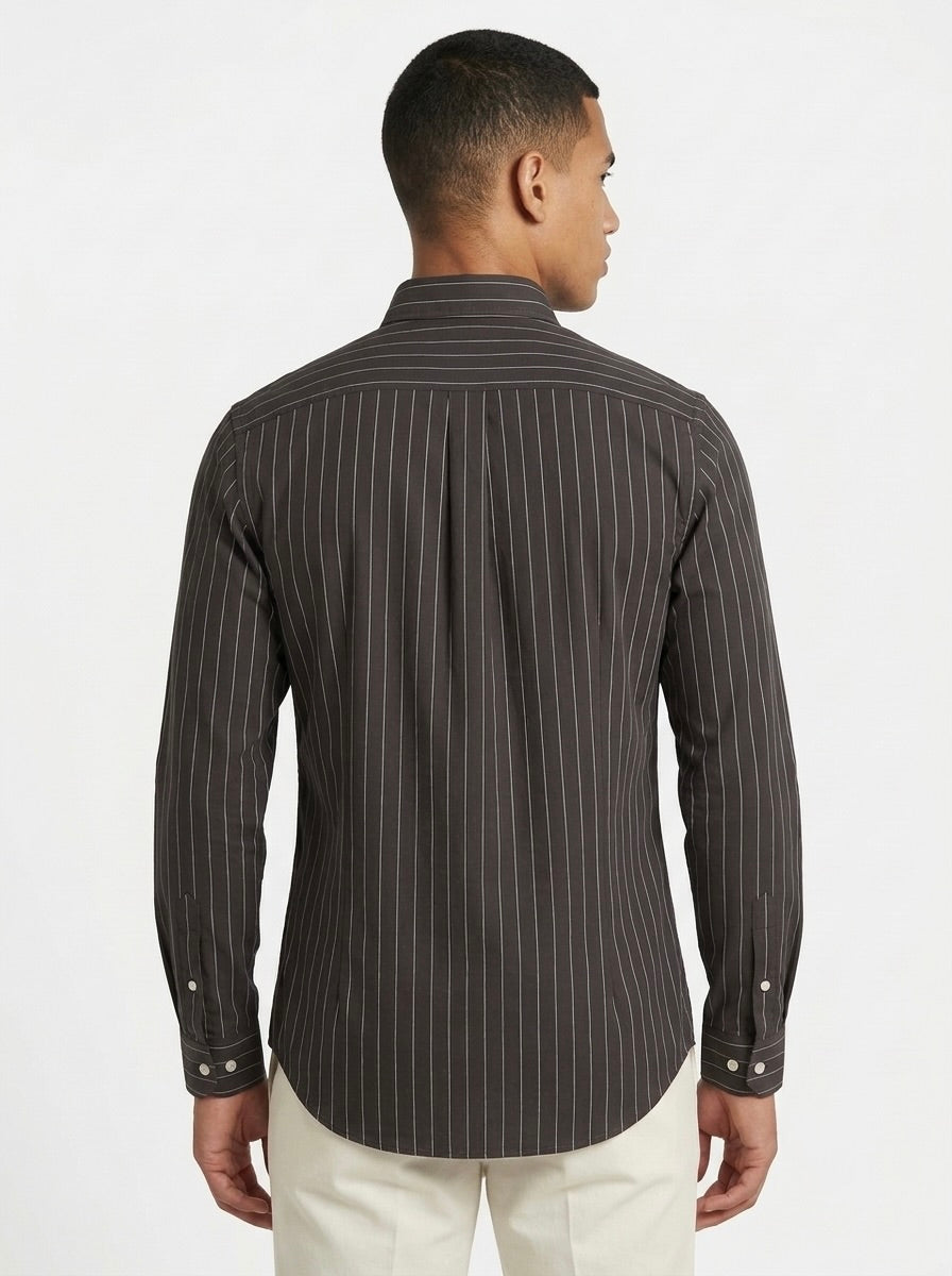 Men’s Striped TR Fabric Button-Down Shirt