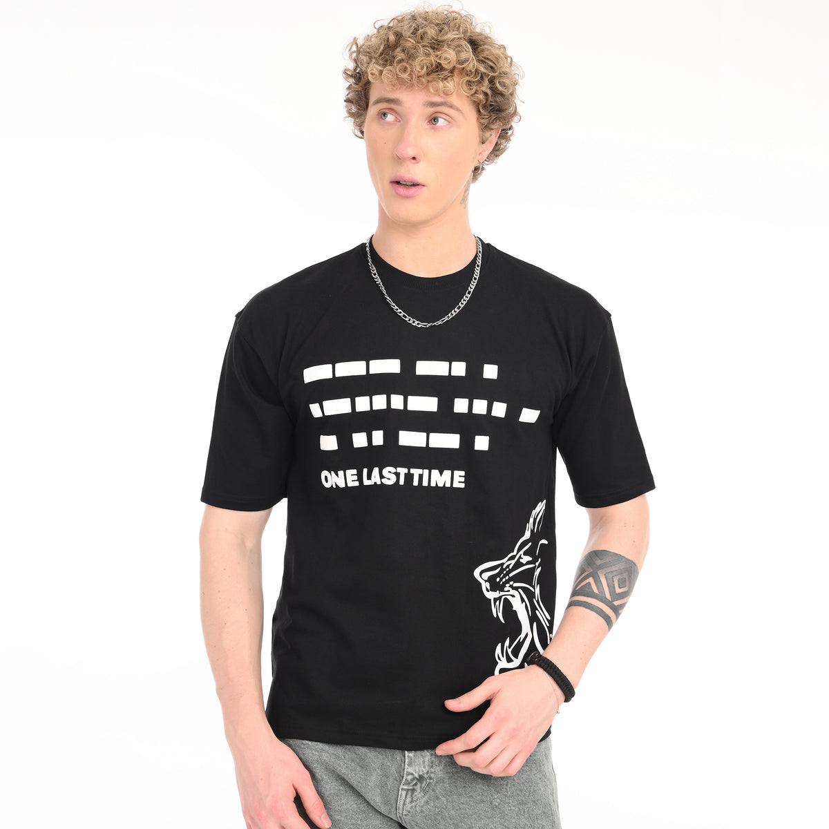 Morse Code 'One Last Time' Oversized T-Shirt