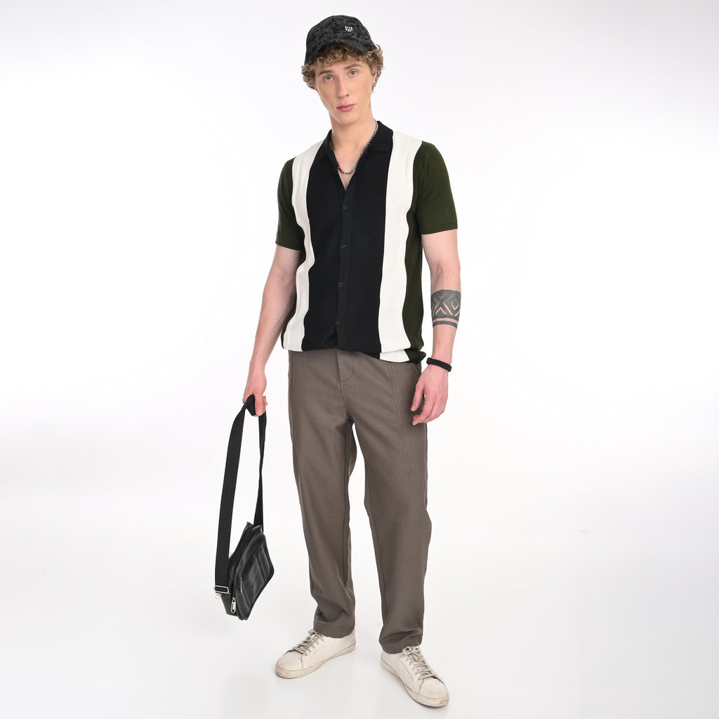 Contrast Vertical Stripe Half Sleeve Shirt - Snipes