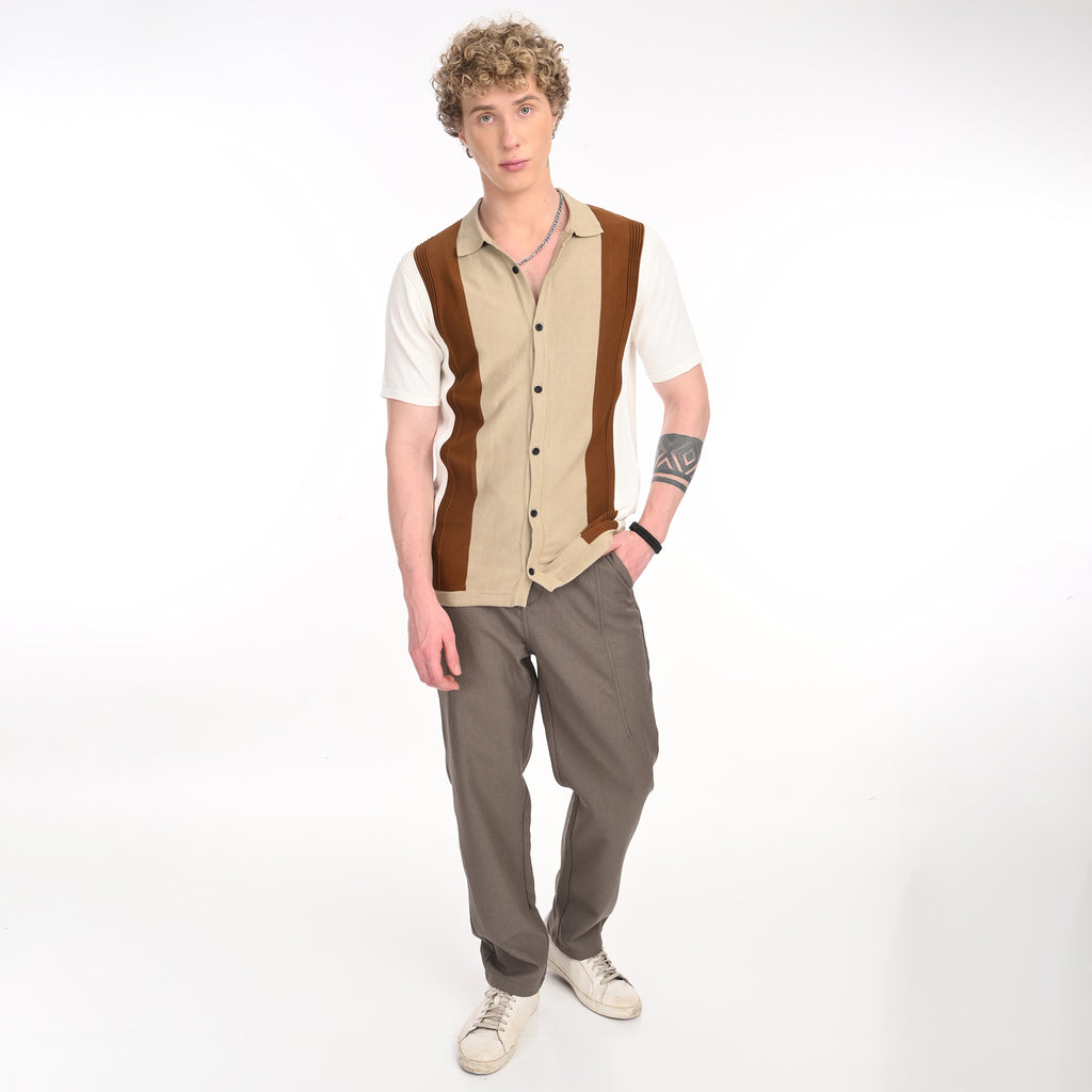Contrast Vertical Stripe Half Sleeve Shirt - Snipes