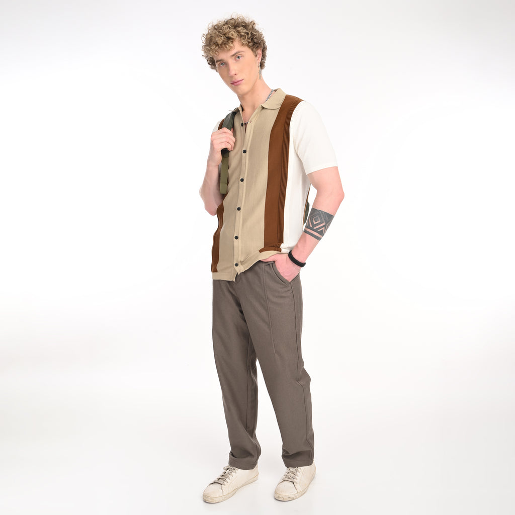 Contrast Vertical Stripe Half Sleeve Shirt - Snipes