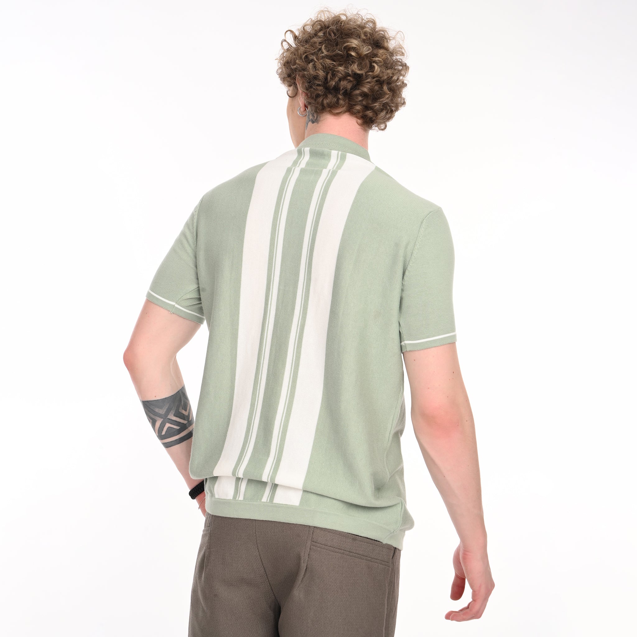Middle Striped Old Money Half Sleeve Shirt Secondary image