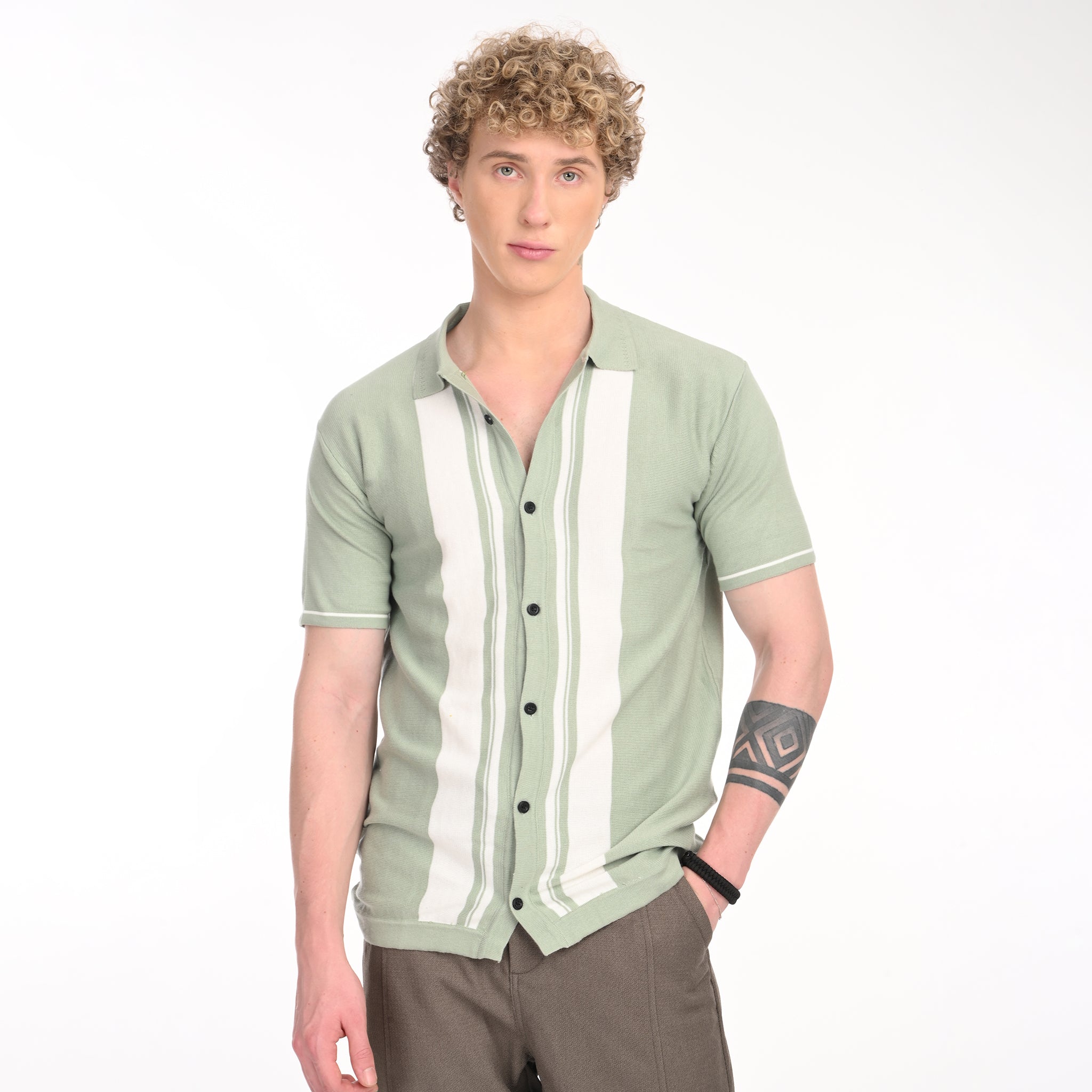 Middle Striped Old Money Half Sleeve Shirt - Snipes Main image