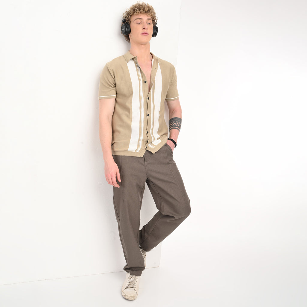Middle Striped Old Money Half Sleeve Shirt - Snipes