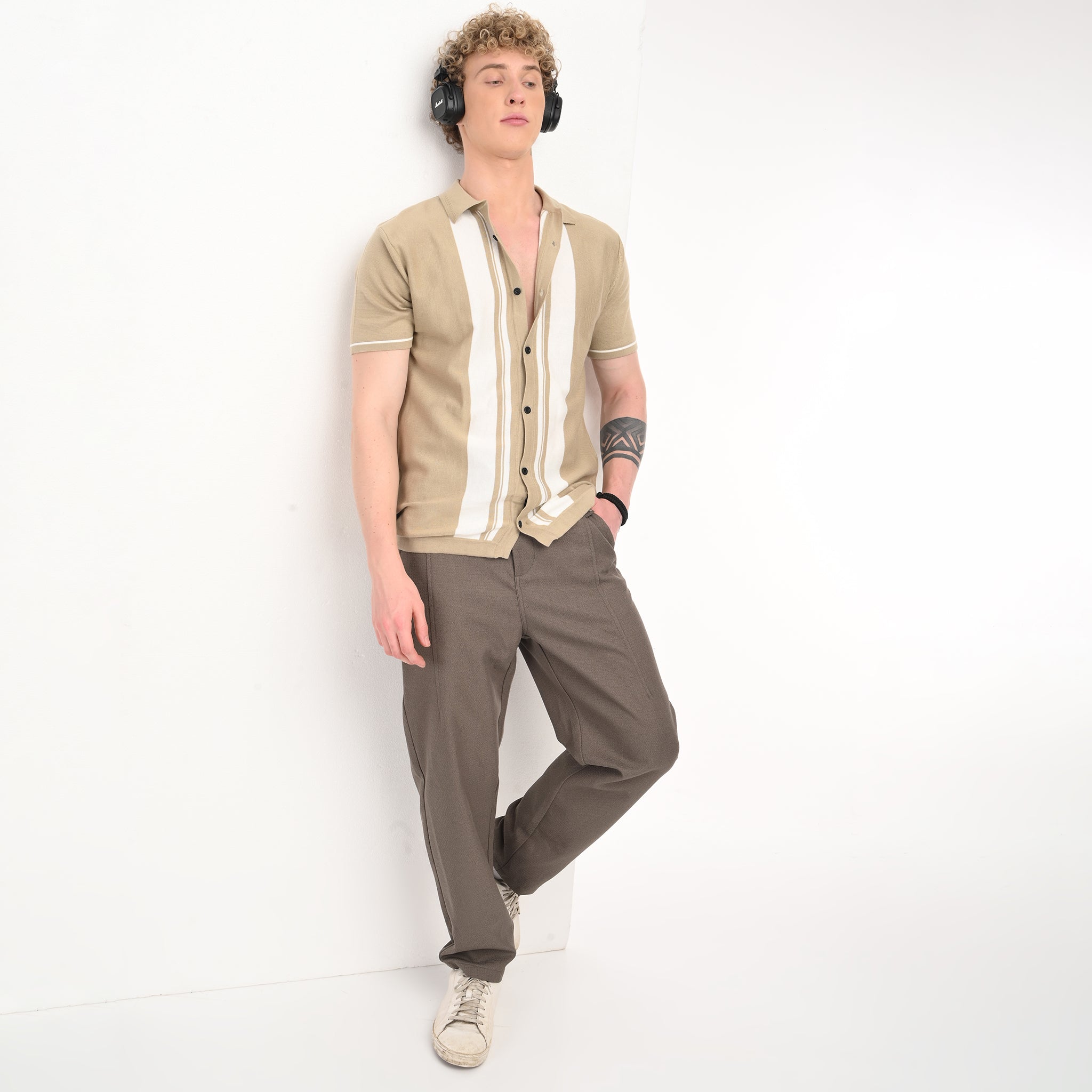 Middle Striped Old Money Half Sleeve Shirt - Snipes