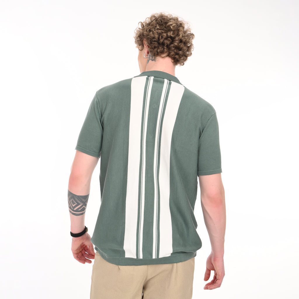 Middle Striped Old Money Half Sleeve Shirt - Snipes