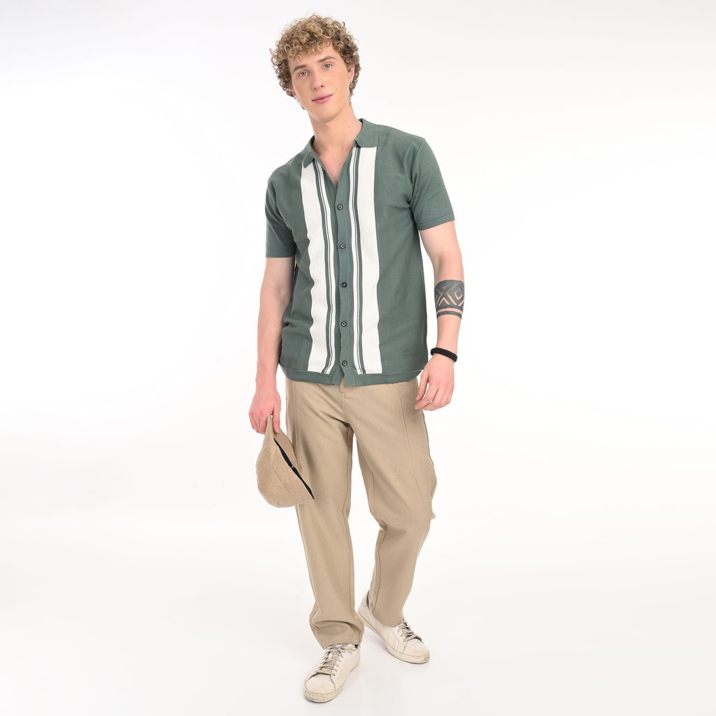 Middle Striped Old Money Half Sleeve Shirt - Snipes