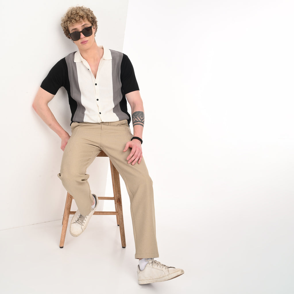 Contrast Vertical Stripe Half Sleeve Shirt - Snipes