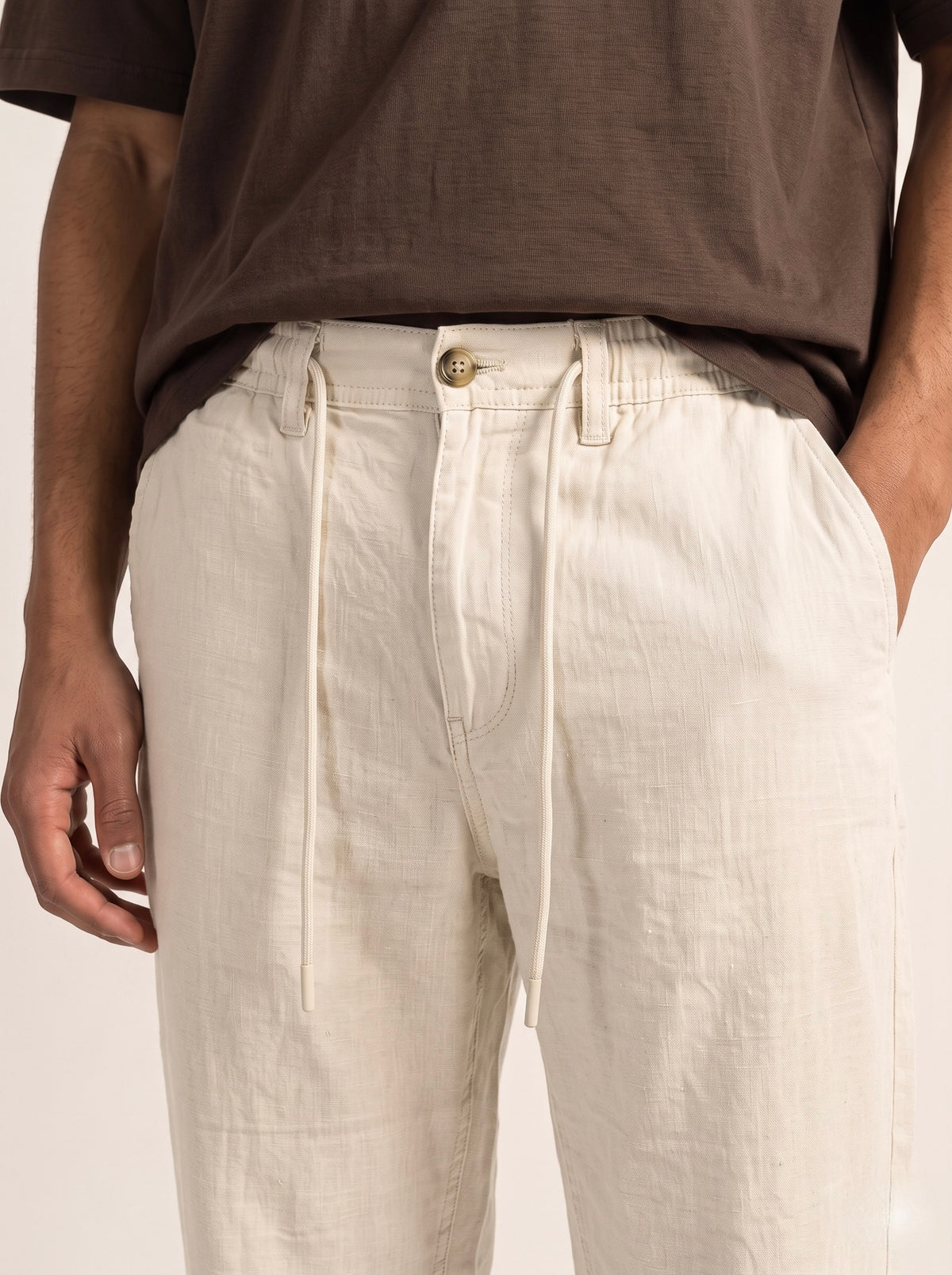 Men’s Pure Linen Loose Fit Drawstring Trousers
