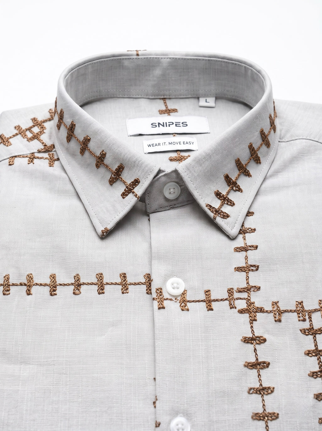 Men’s Korean Linen Grid Embroidery Shirt