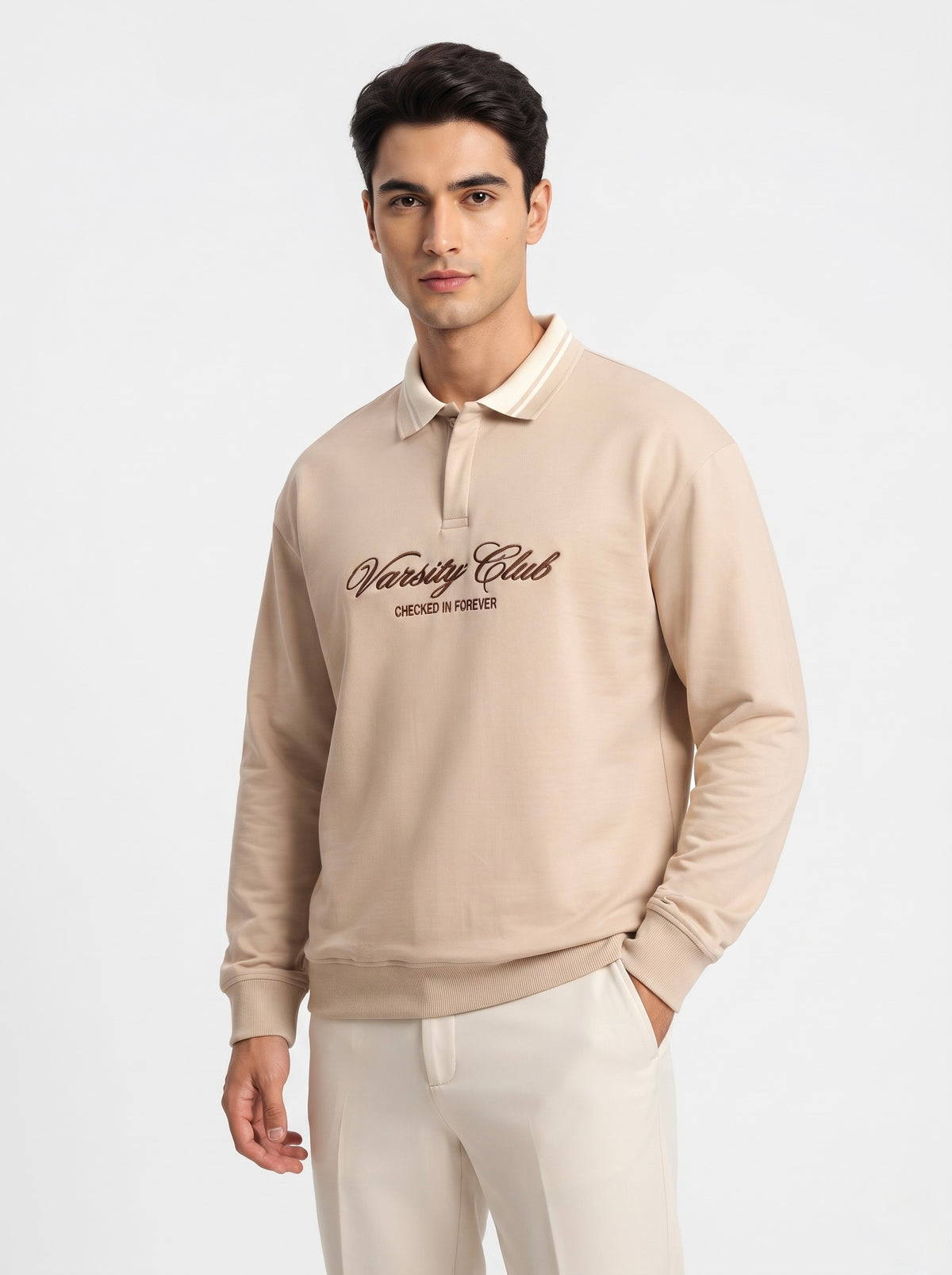 Men’s Varsity Club Full Sleeve Polo Sweatshirt