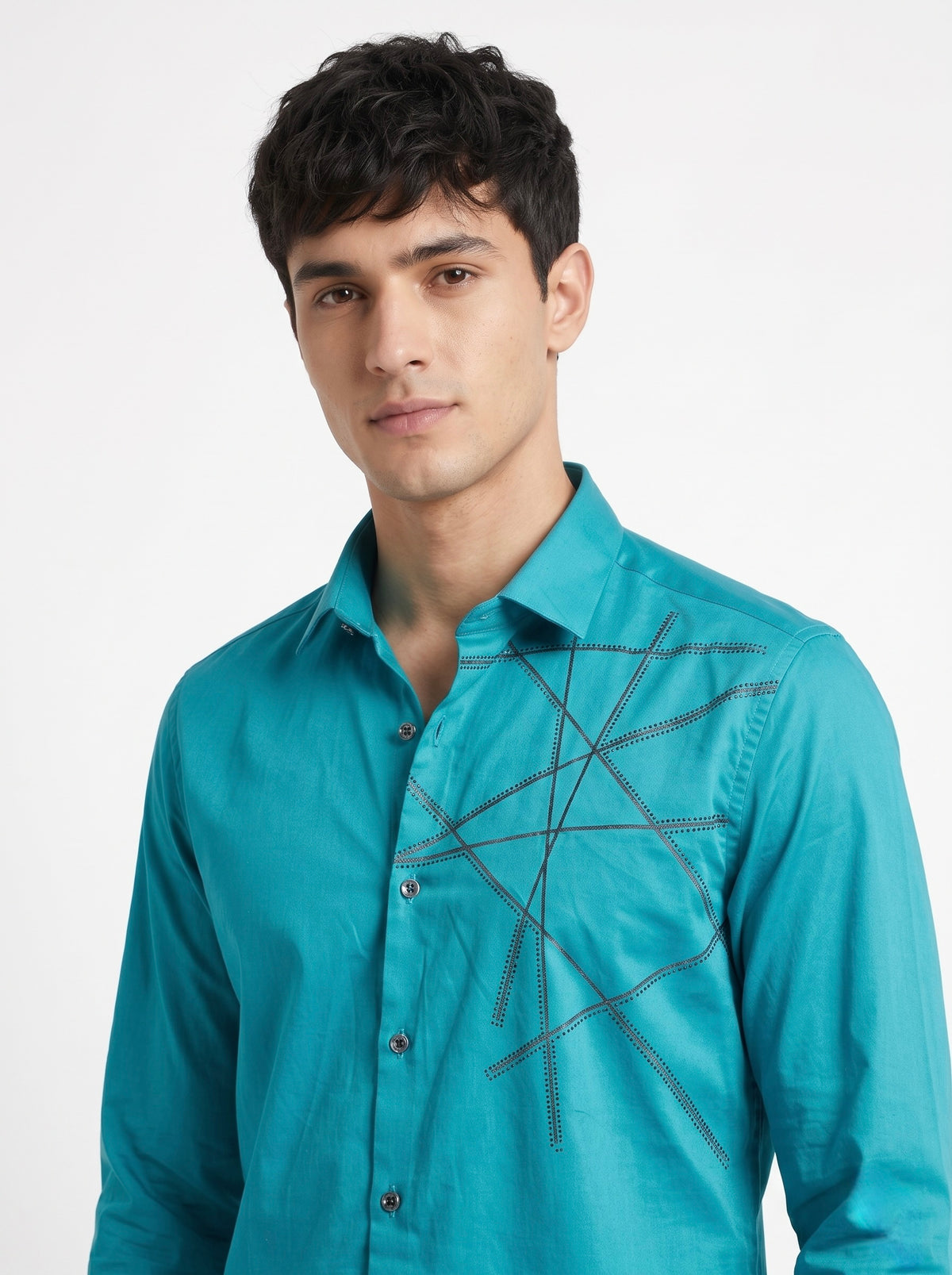 Men’s Abstract Line Full Sleeve Party Wear Shirt - Snipes