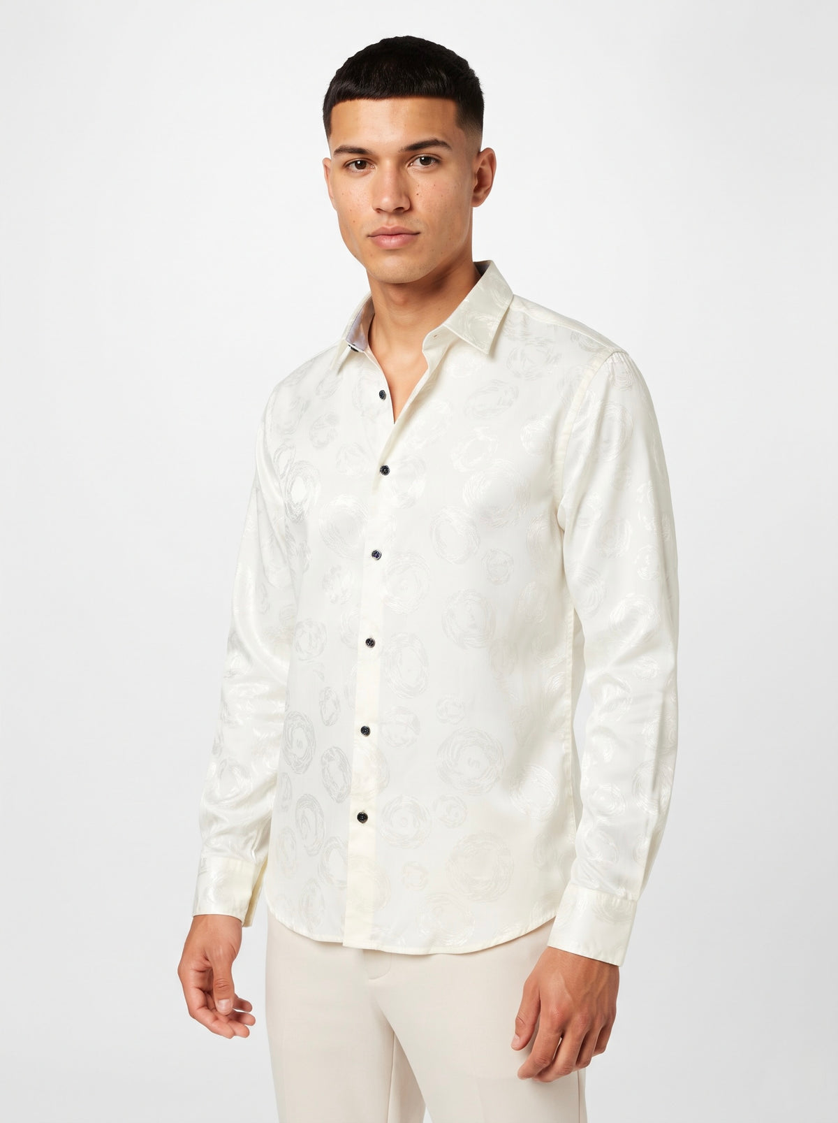 Men’s Swirl Pattern Party Wear Shirt