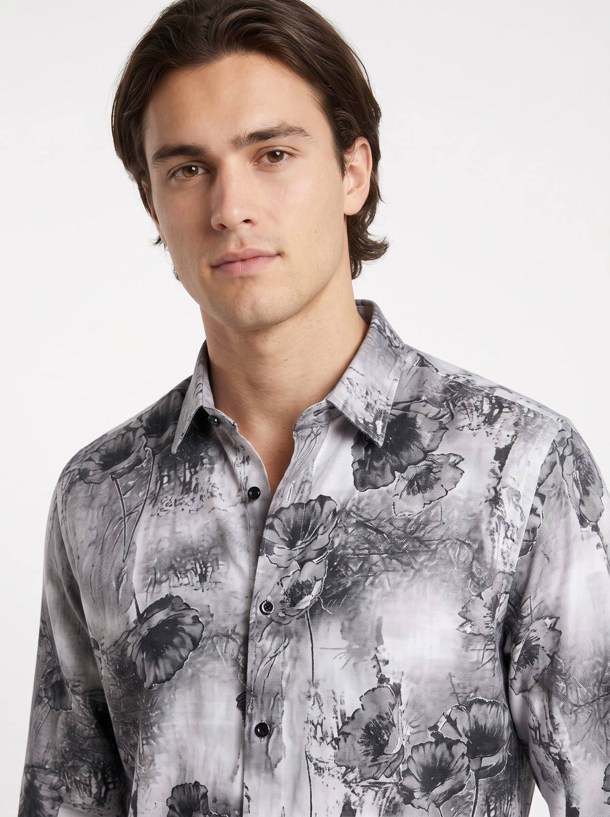 Men’s Abstract Floral Foil Print Full Sleeve Shirt