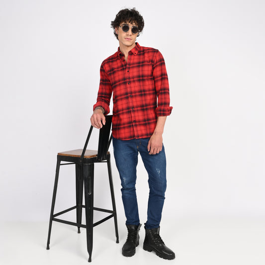 Checkered Flannel Casual Shirt for Men