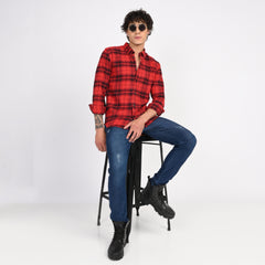 Checkered Flannel Casual Shirt for Men
