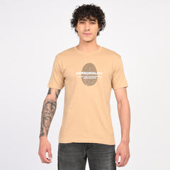 Beige Minimal Graphic T-Shirt