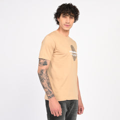 Beige Minimal Graphic T-Shirt